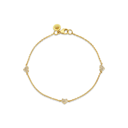14K Éternelle Small Heart Charms Diamond Bracelet