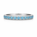 White Gold Pave Blue Topaz Stackable Ring