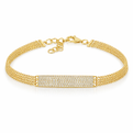 Yellow Gold Multi-Chain Pave Diamond Bar Bracelet