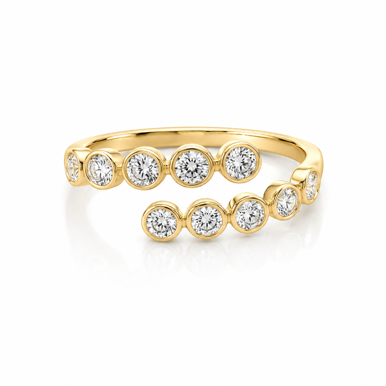 Yellow Gold Lab-Grown Diamond Bezel Wrap Ring
