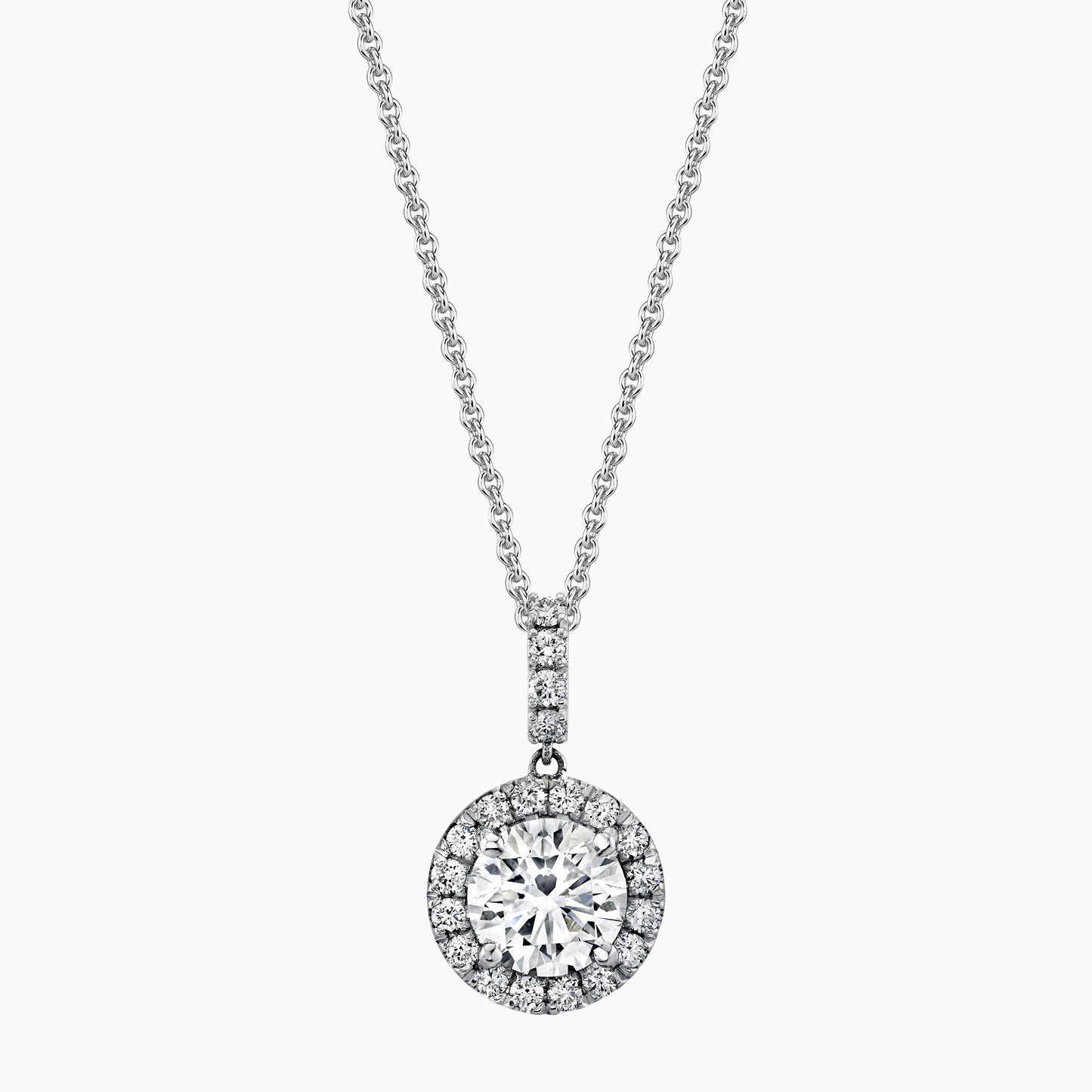 14K White Gold Round Diamond Halo Pendant (2.25ctw)