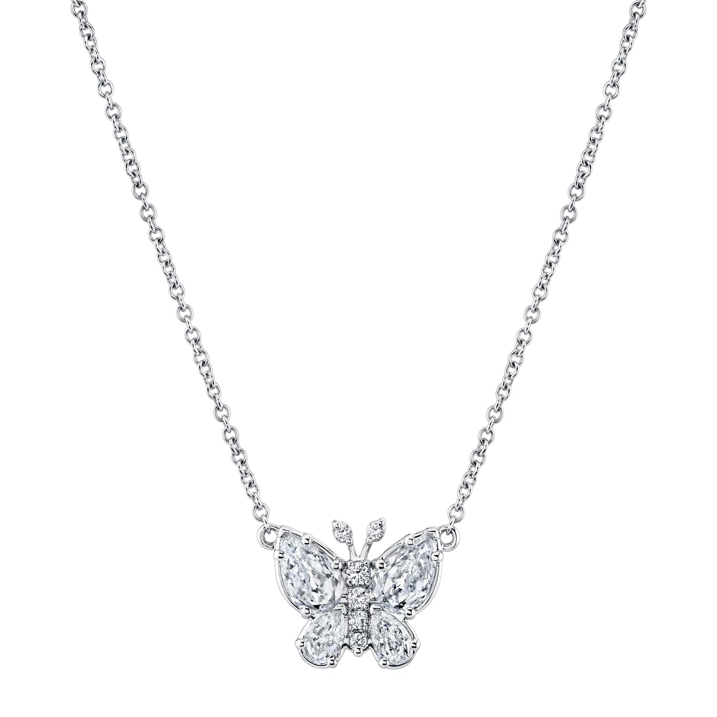 14K White Gold Crisscut Lab-Grown Diamond Butterfly Necklace (1.59ctw)