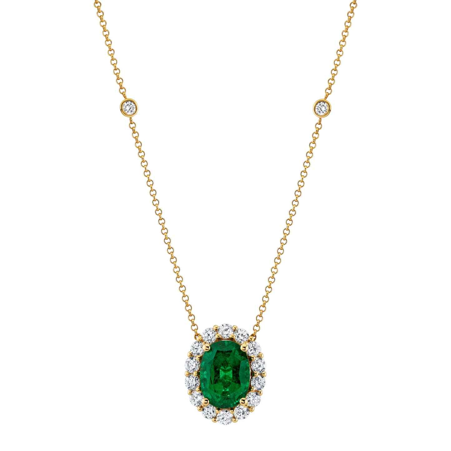 18K Yellow Gold Emerald and Diamond Necklace (5.33ctw)