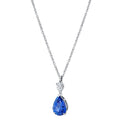 Platinum Pear Sapphire and Diamond Drop Necklace (2.29ctw)