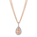 14K White and Rose Gold Pear Shape Lab-Grown Fancy Pink Diamond Halo Pendant (3.29ctw)