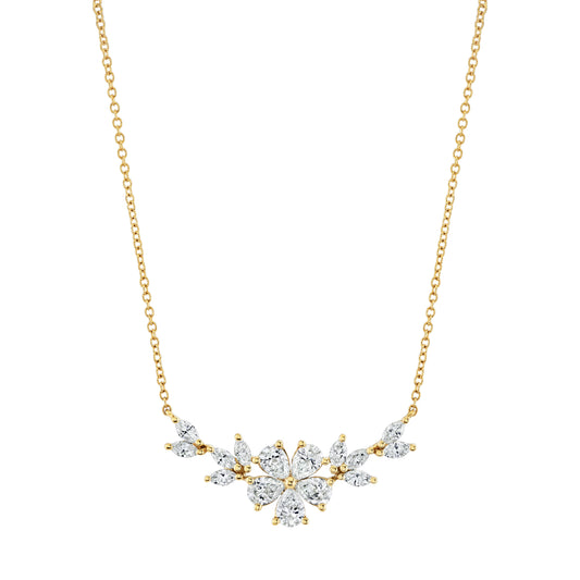 18K Yellow Gold Pear and Marquise Diamond Necklace (1.89ctw)