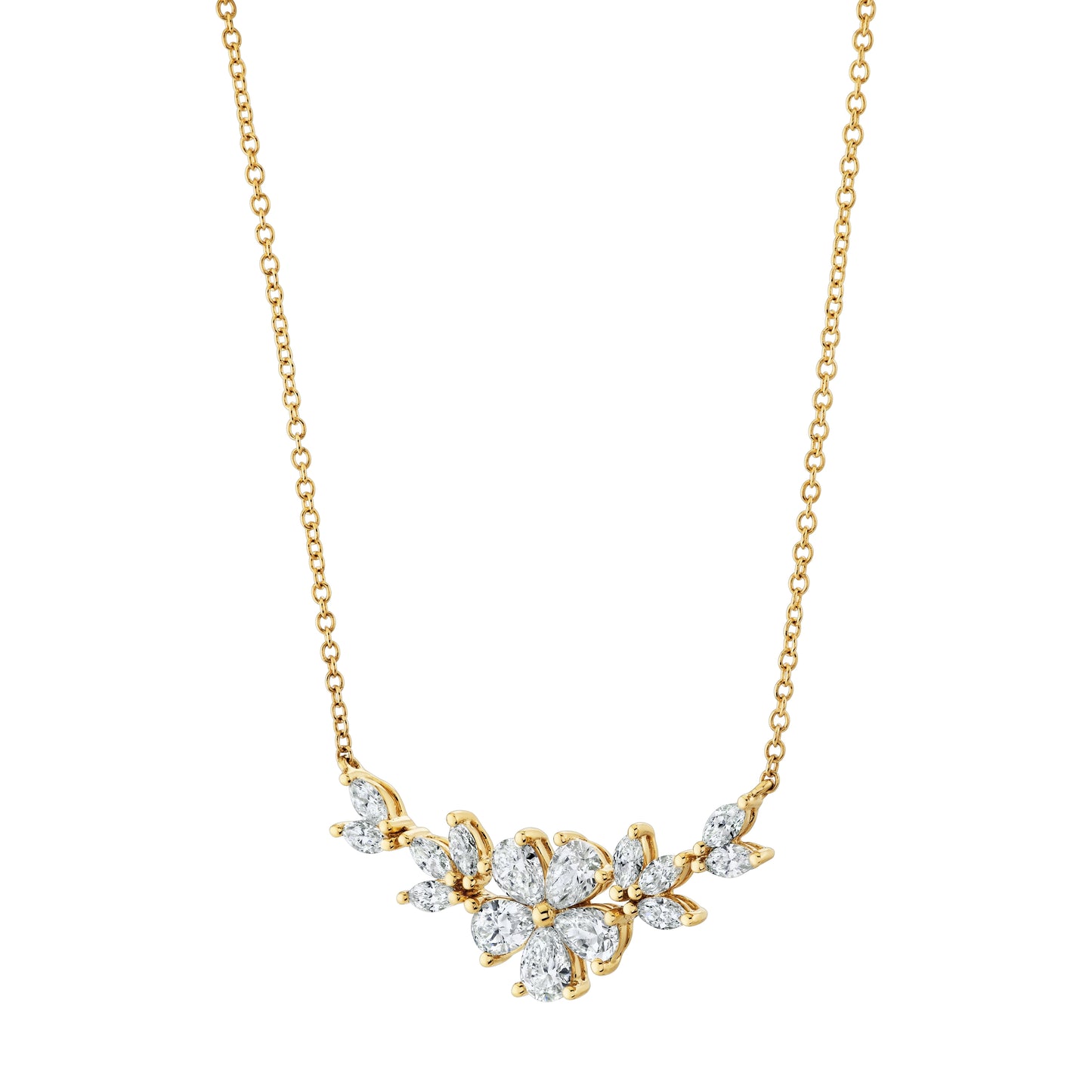 18K Yellow Gold Pear and Marquise Diamond Necklace (1.89ctw)