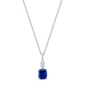Platinum Cushion Sapphire and Kite Cut Diamond Drop Necklace (1.94ctw)