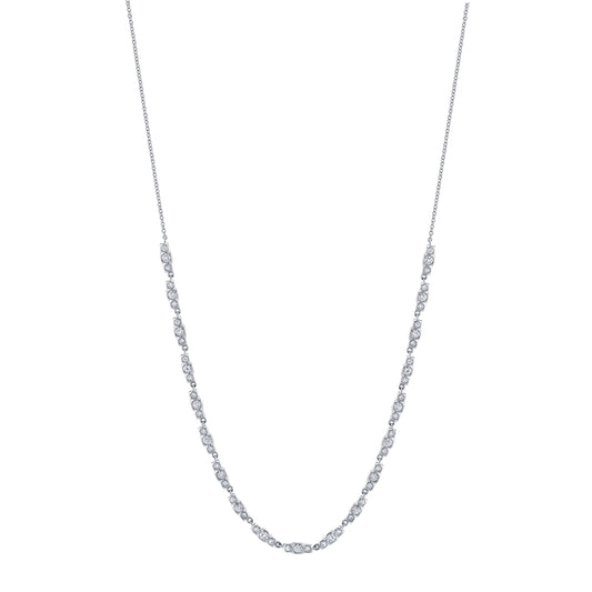 18K White Gold Round Diamond Bezel Station Necklace (.94ctw)