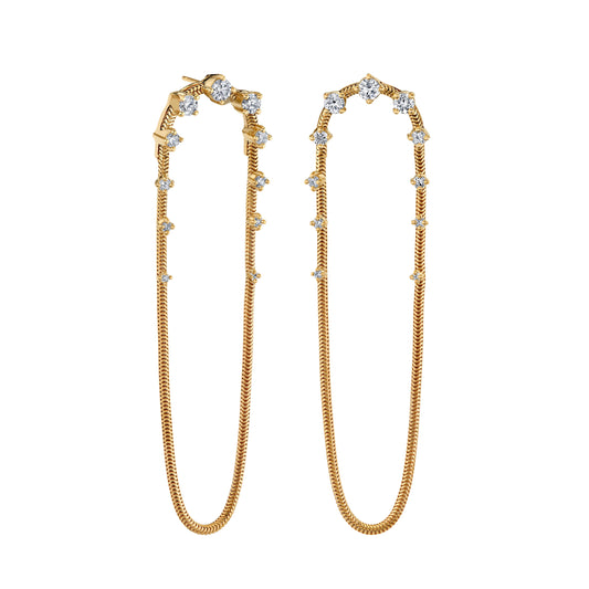 14K Yellow Gold Diamond Scatter Couture Rope Earrings (1.28ctw)