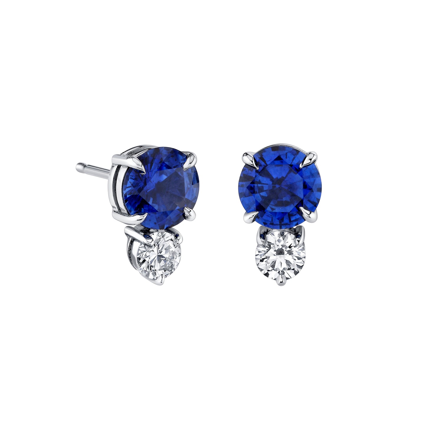 Platinum Sapphire and Diamond Studs (2.21ctw)