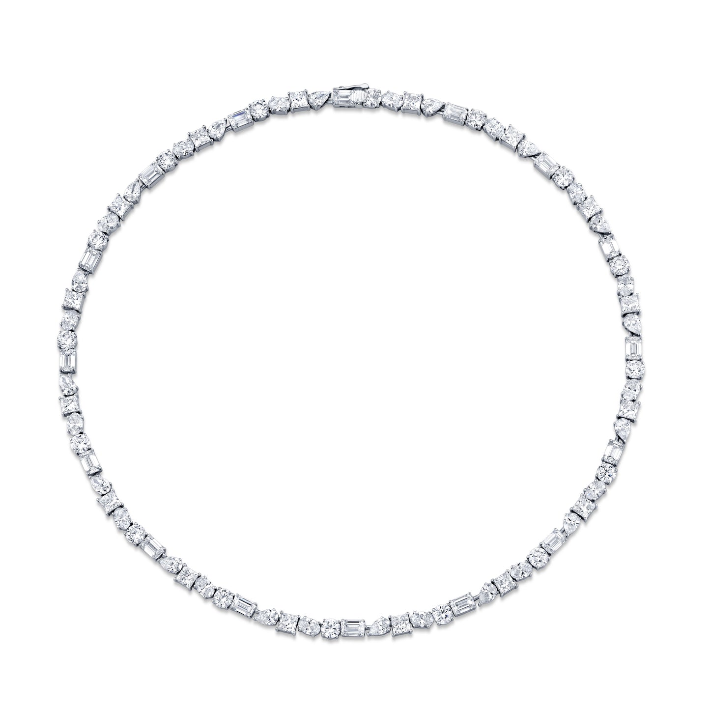 14K White Gold Mixed Shape Lab-Grown Diamond Riviera (46.31ctw)