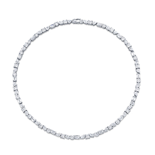 14K White Gold Mixed Shape Lab-Grown Diamond Riviera (46.31ctw)