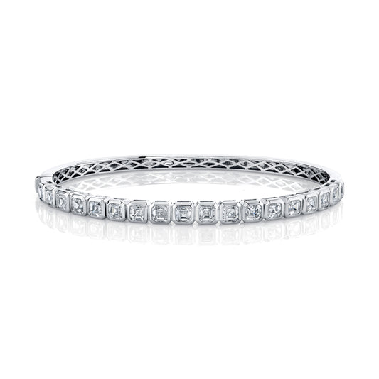 18K White Gold Asscher Diamond Flexi Bangle (4.50ctw)