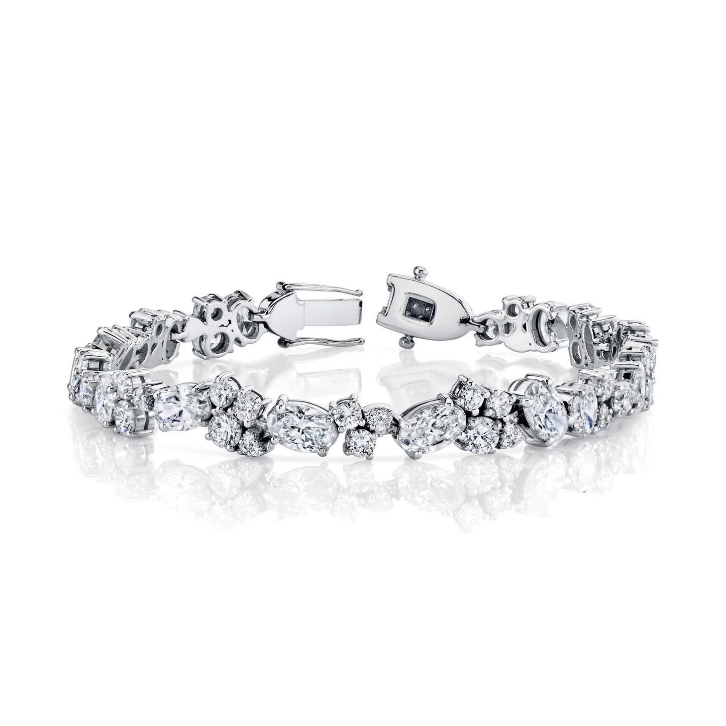 14K White Gold Mixed Shapes Lab-Grown Diamond Bracelet (17ctw)