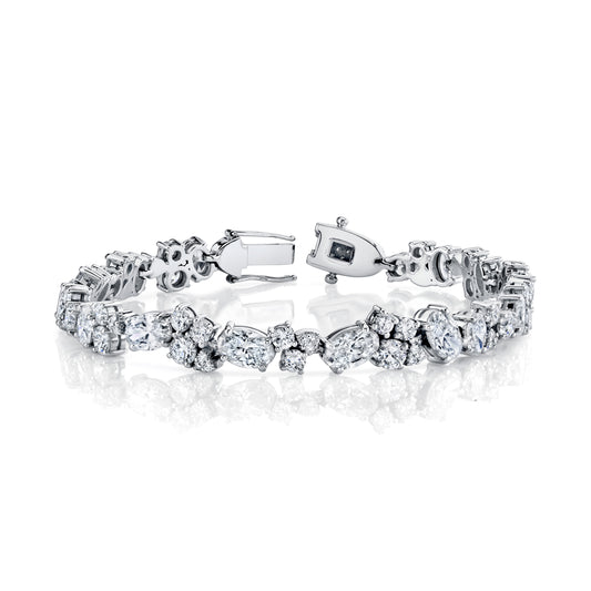 14K White Gold Mixed Shapes Lab-Grown Diamond Bracelet (17ctw)