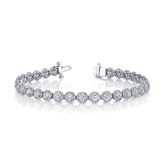 18K White Gold Forevermark Diamond Halo Bracelet (5.50ctw)
