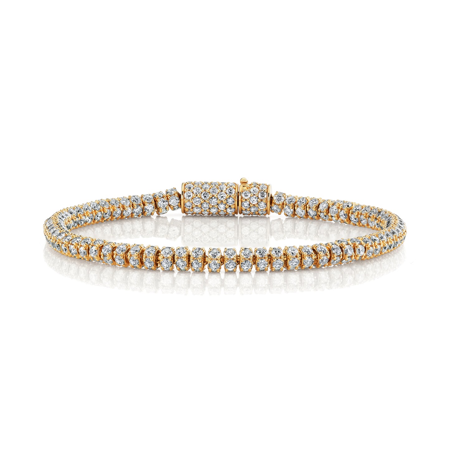 18K Yellow Gold 360 Degree Pave Diamond Bracelet (22ctw)