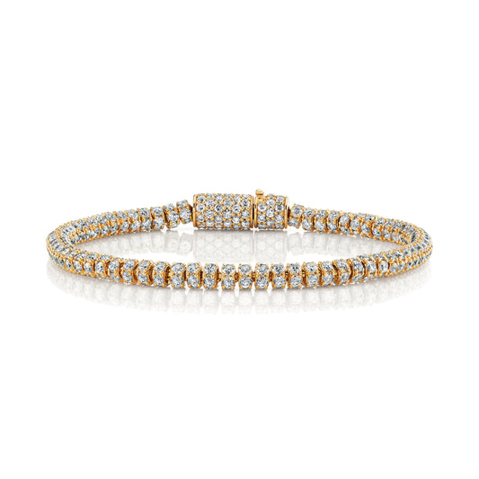 18K Yellow Gold 360 Degree Pave Diamond Bracelet (22ctw)