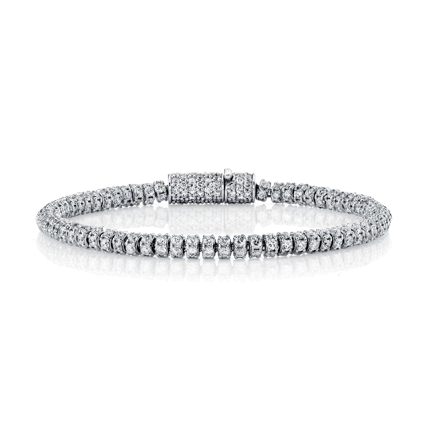 14K White Gold 360 Degree Pave Diamond Bracelet (11.25ctw)