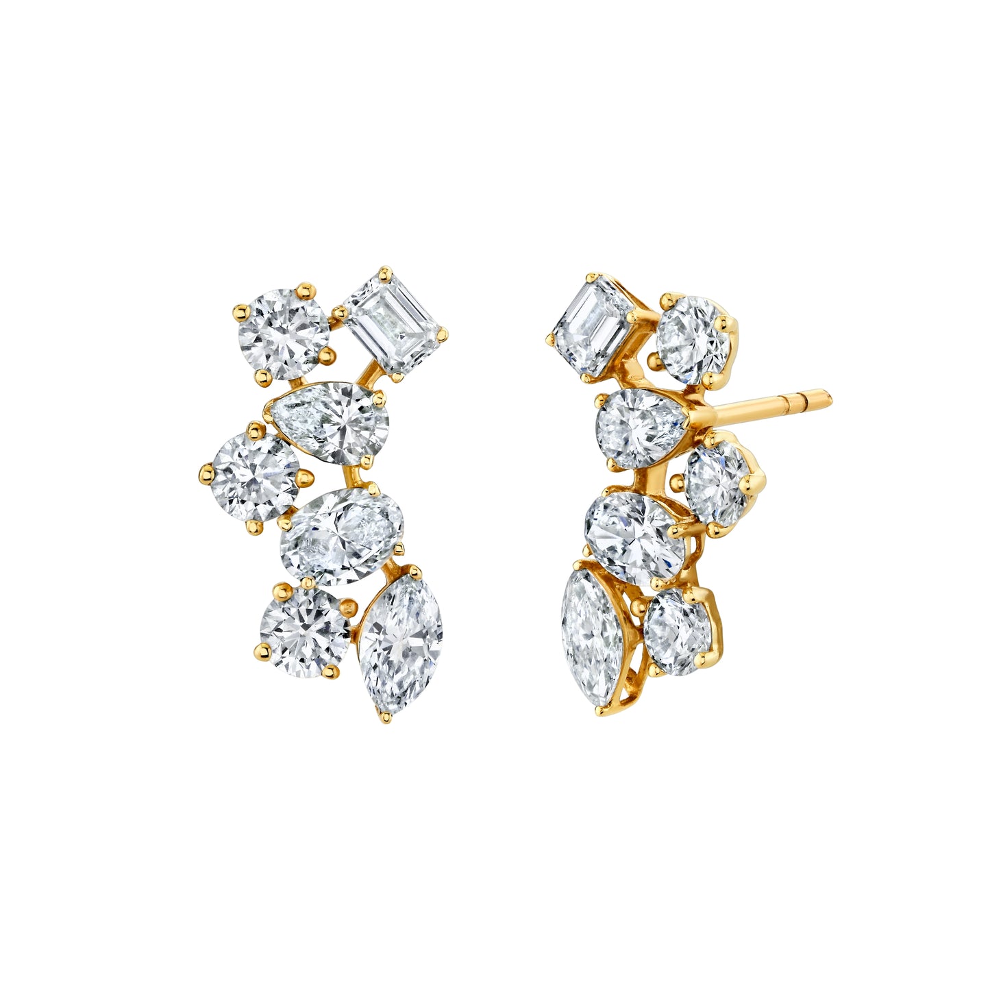 14K Yellow Gold Lab-Grown Diamond Mixed Shape Ear Climbes (3.06ctw)