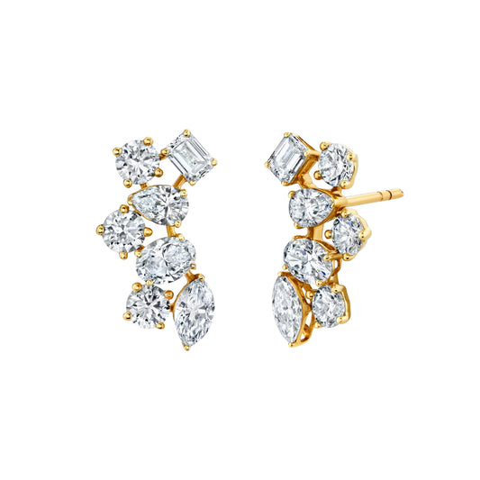 14K Yellow Gold Lab-Grown Diamond Mixed Shape Ear Climbes (3.06ctw)