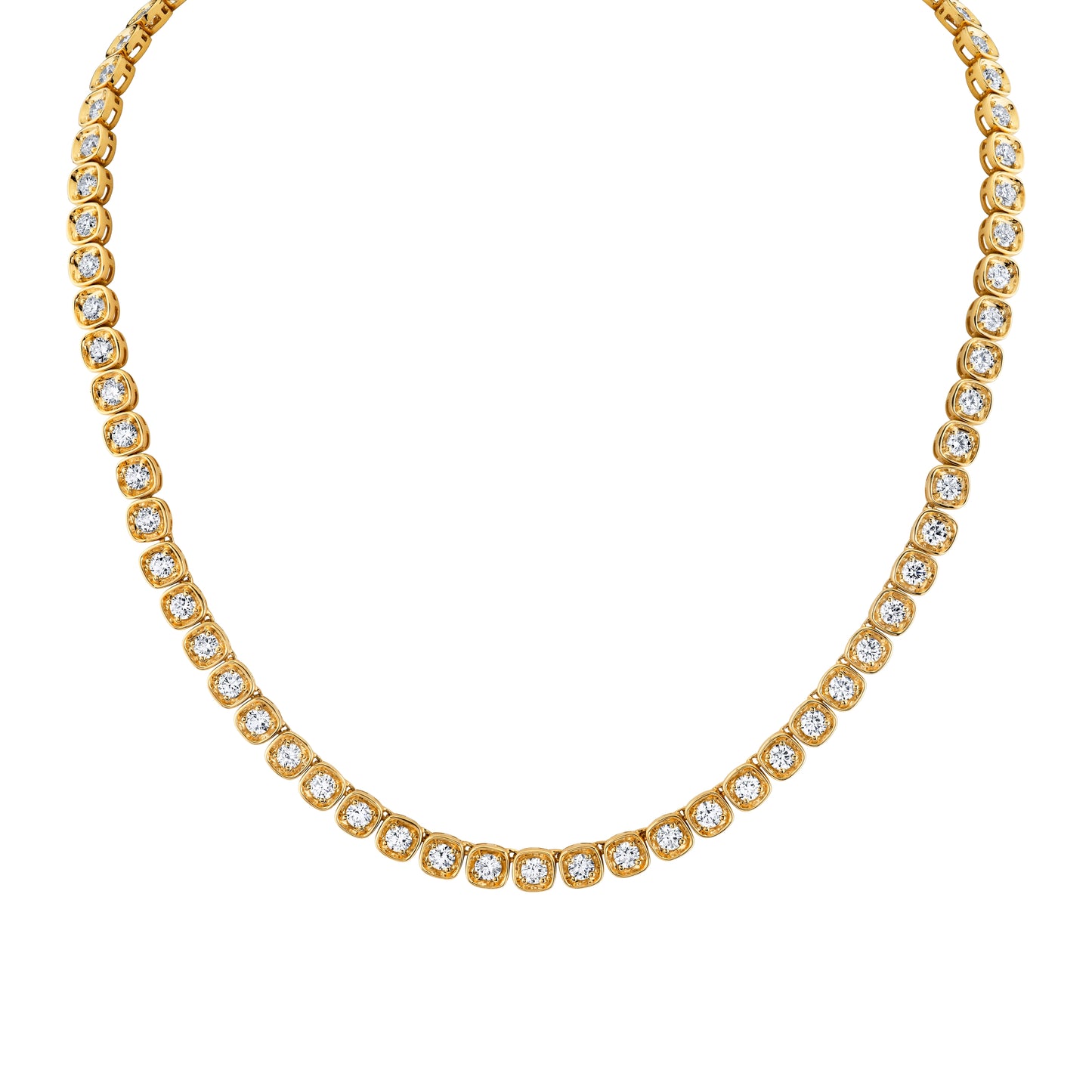 18K Yellow Gold Round Diamond Bezel Riviera (11.50ctw)