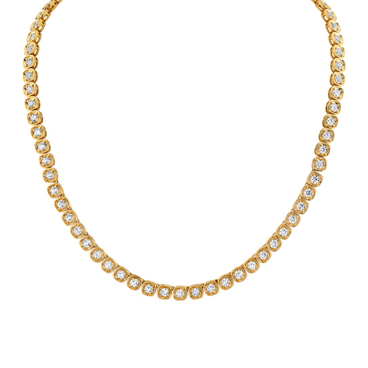 18K Yellow Gold Round Diamond Bezel Riviera (11.50ctw)