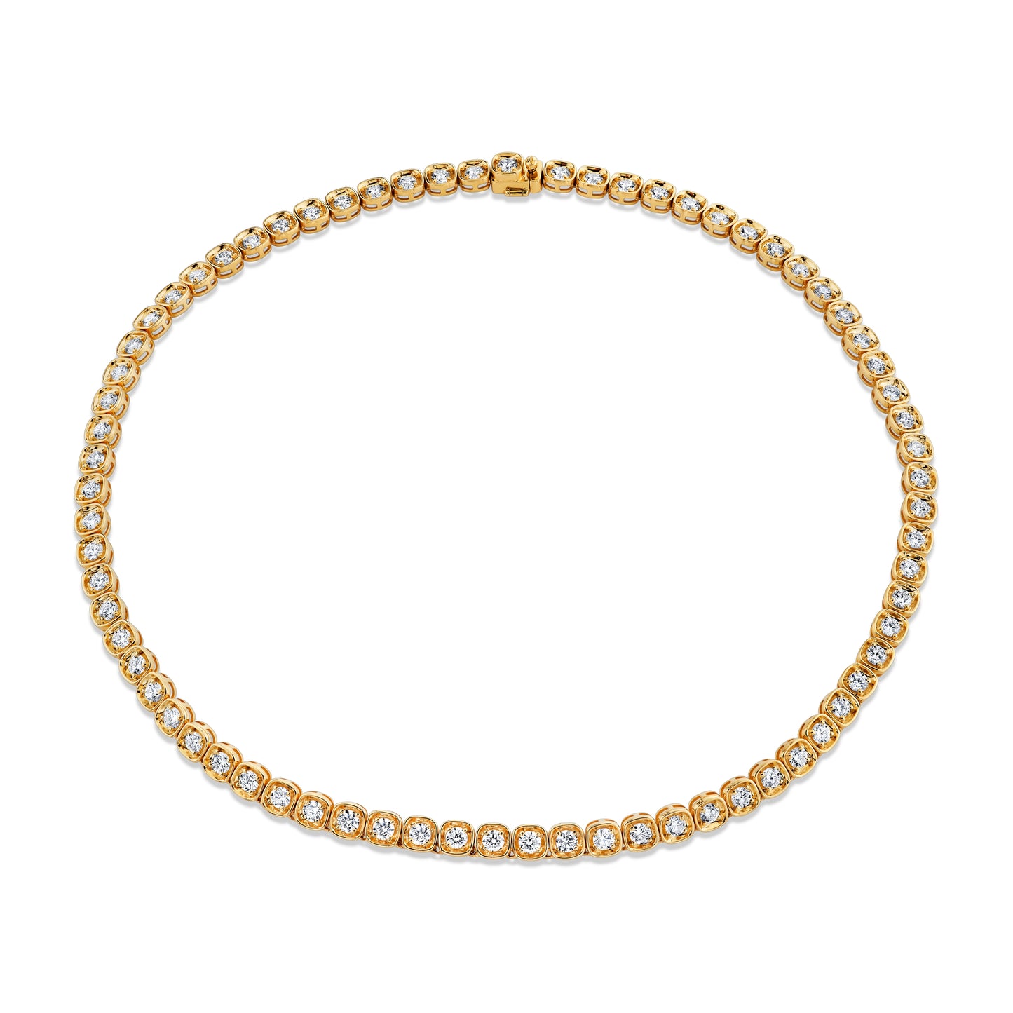 18K Yellow Gold Round Diamond Bezel Riviera (11.50ctw)