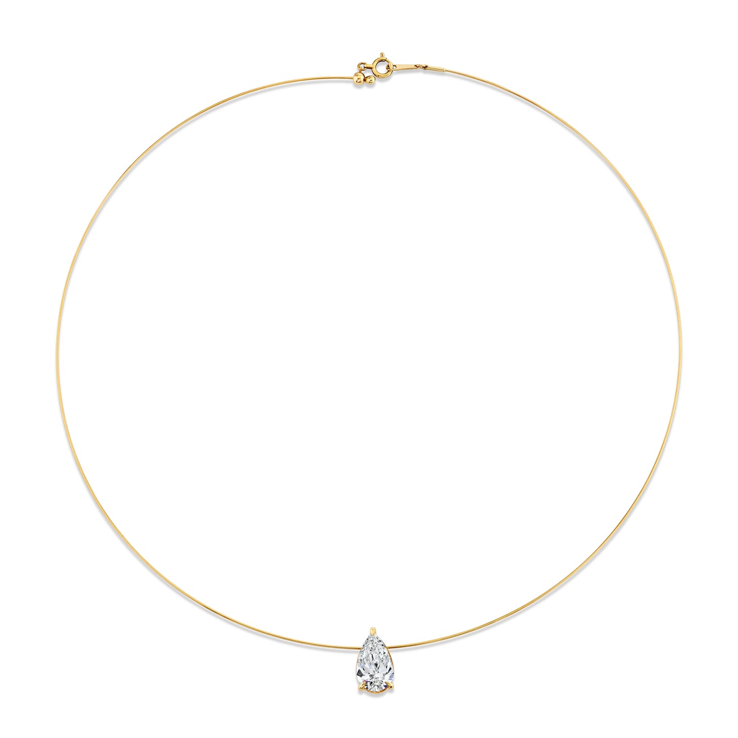 14K Yellow Gold Floating Pear Lab-Grown Diamond Necklace (3ct)