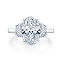 14K White Gold Lab-Grown Oval & Halfmoon Diamond Engagement Ring (4.23ctw)