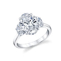 14K White Gold Lab-Grown Oval and Half-Moon Diamond Engagement Ring (4.23ctw)