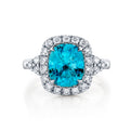 14K White Gold Cushion Blue Zircon and Diamond Halo Ring (4.63ctw)