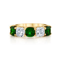 18K Yellow Gold Cushion Diamond and Tsavorite Fashion Ring (3.24ctw)