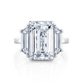 14K White Gold Emerald & Trapezoid Cut Lab-Grown Diamond Ring (7.25ctw)