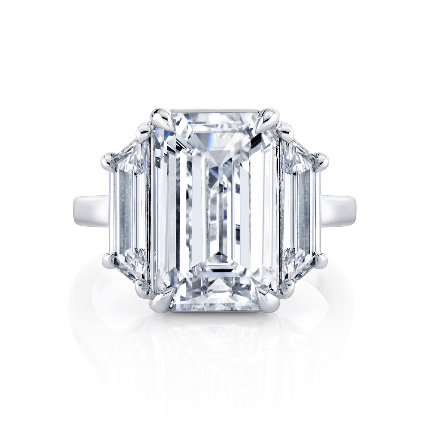 14K White Gold Emerald & Trapezoid Cut Lab-Grown Diamond Ring (7.25ctw)
