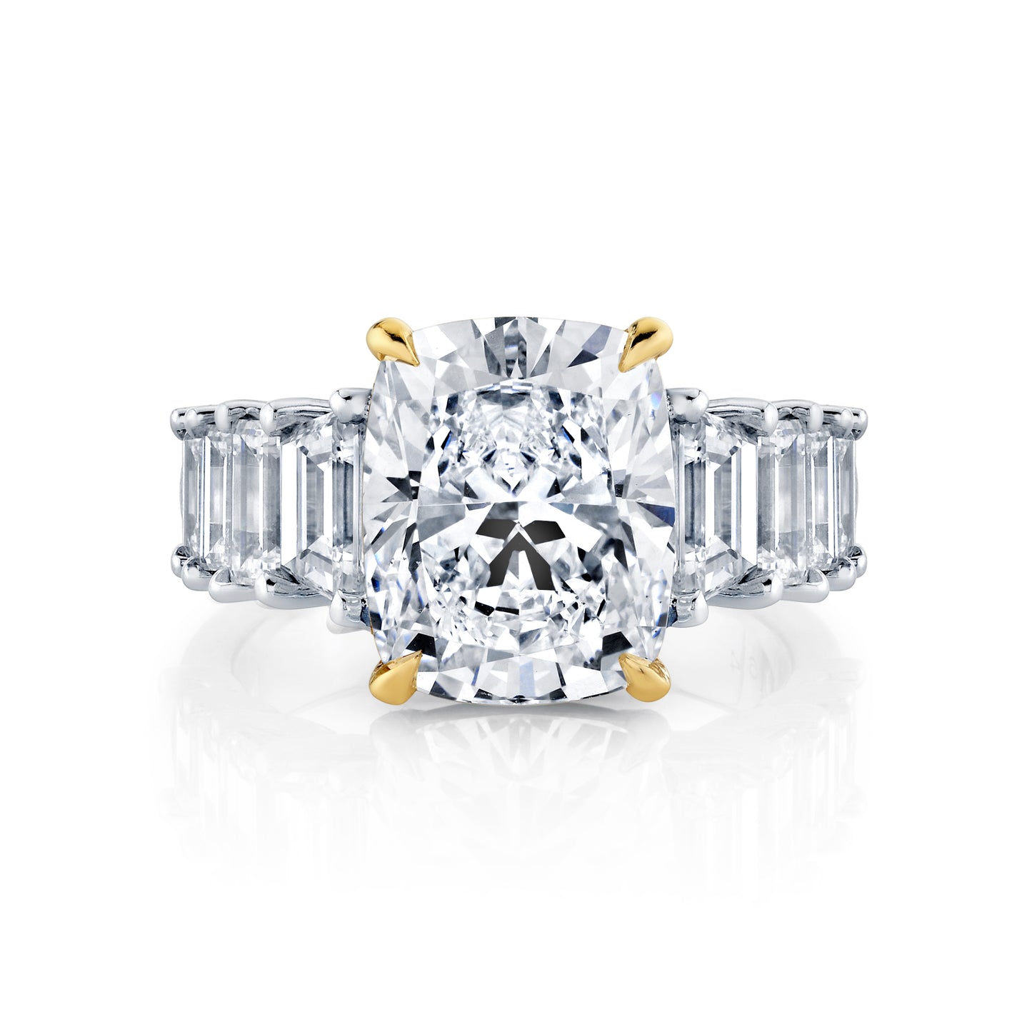 14K White and Yellow Gold Lab-Grown Cushion Diamond Engagement Ring (7.54ctw)
