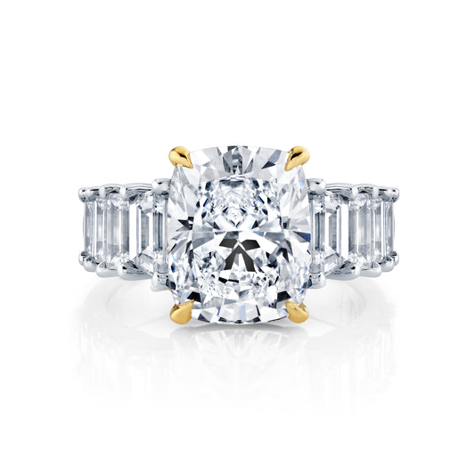 14K White and Yellow Gold Lab-Grown Cushion Diamond Engagement Ring (7.54ctw)