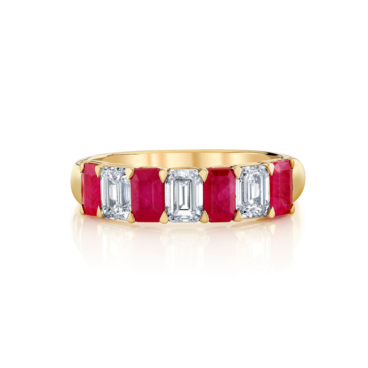 14K Yellow Gold Emerald Cut Ruby and Diamond Ring (2.82ctw)
