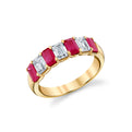 14K Yellow Gold Emerald Cut Ruby and Diamond Ring (2.82ctw)