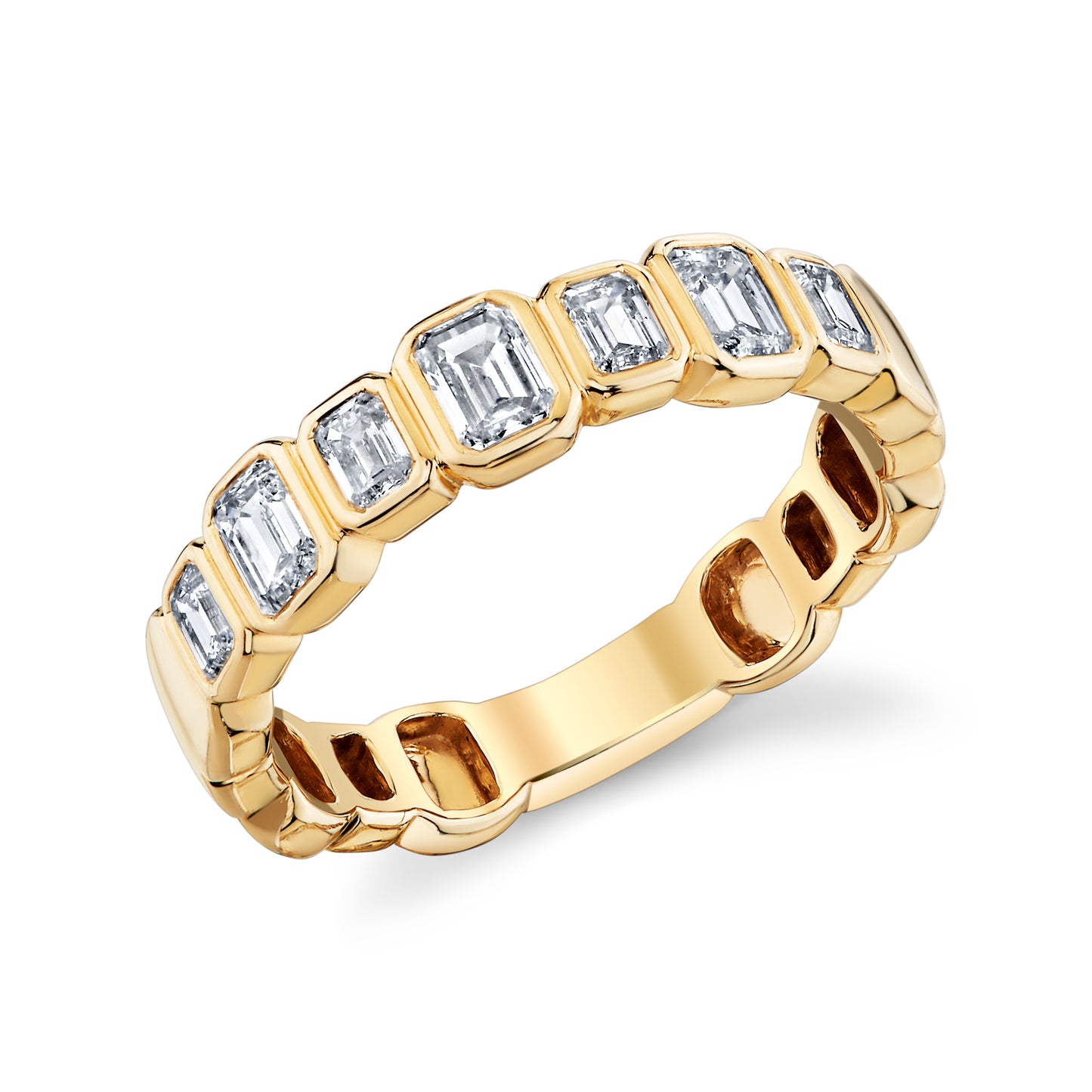 14K Yellow Gold Emerald Cut Bezel Ring (.81ctw)