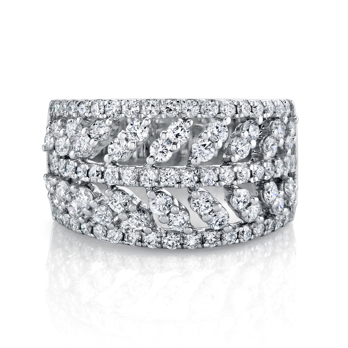 14K White Gold Wide Diamond Fashion Ring (1.53ctw)