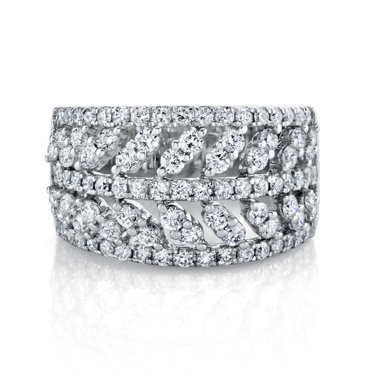 14K White Gold Wide Diamond Fashion Ring (1.53ctw)