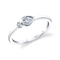 14K White Gold Pear and Round Diamond Bezel Stackable Ring (.17ctw)