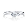 14K White Gold Pear and Round Diamond Bezel Stackable Ring (.17ctw)