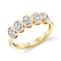 14K Yellow Gold Five Oval Diamond Bezel Ring (.96ctw)