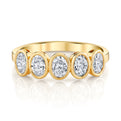 14K Yellow Gold Five Oval Diamond Bezel Ring (.96ctw)