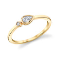 14K Yellow Gold Pear & Round Diamond Bezel Stackable Ring (.17ctw)