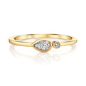 14K Yellow Gold Pear & Round Diamond Bezel Stackable Ring (.17ctw)