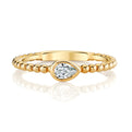 14K Yellow Gold Bezel Pear Shape Diamond Stackable Ring
